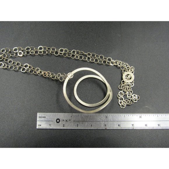 32 Inch Sterling Silver Long Rustic Twisting Abstract Pendant Necklace - Picture 6 of 6